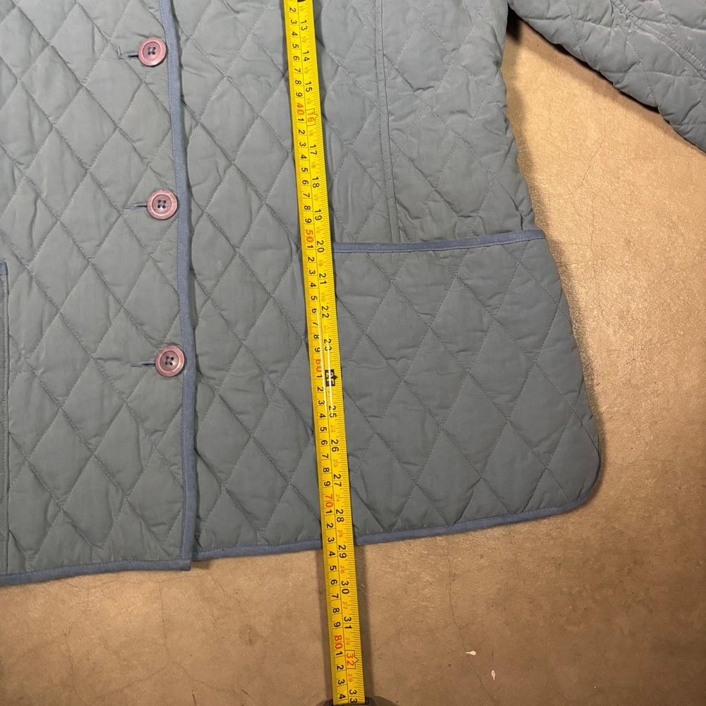 LL Bean Womens XL Quilted Barn Jacket Blue Plaid Lined Button Front Coat - Picture 8 of 8